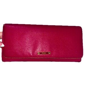 Fendi Women’s Leather Crayons Continental Wallet, Fuschia Pink